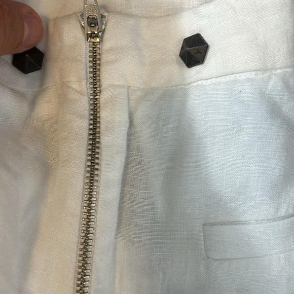 Ayres white linen short studded waist size 40 US 30” - Picture 7 of 7